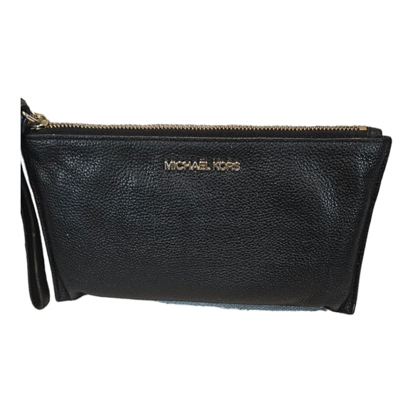 Michael Kors Ladies Black Leather Zip Top Closure Wristlet - Picture 11 of 13